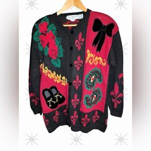 The Eagle's Eye Vintage Christmas Cardigan WITH SHOULDER PADS